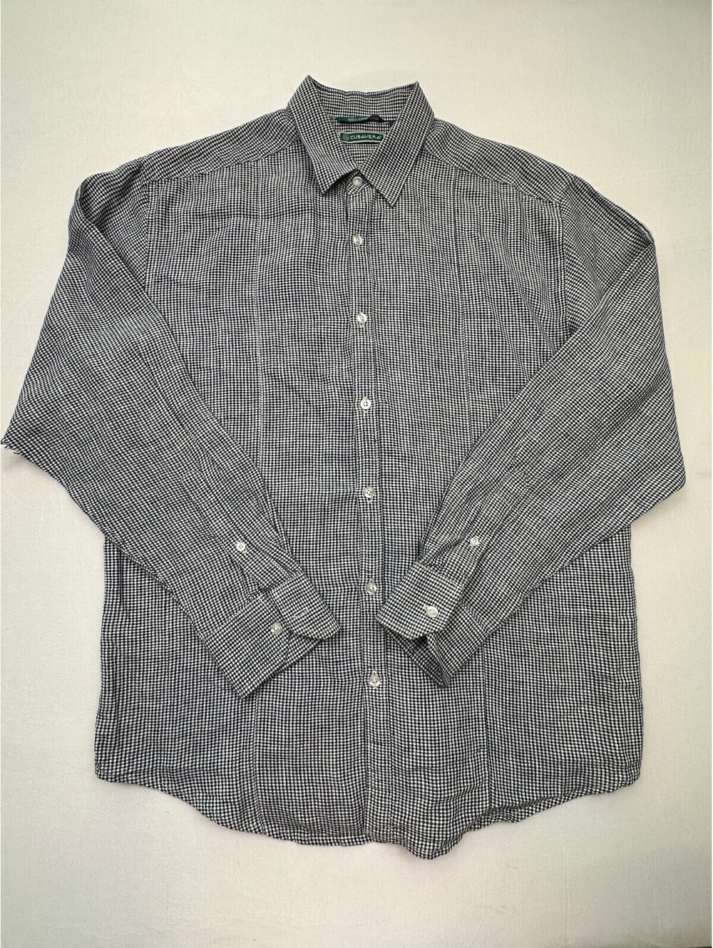 Cubavera Men's M Linen Button-Up Shirt Navy and White